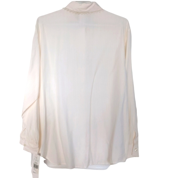 New Jantzen Classics Victorian Button Up Sleeves Cream Top Medium - Picture 3 of 14